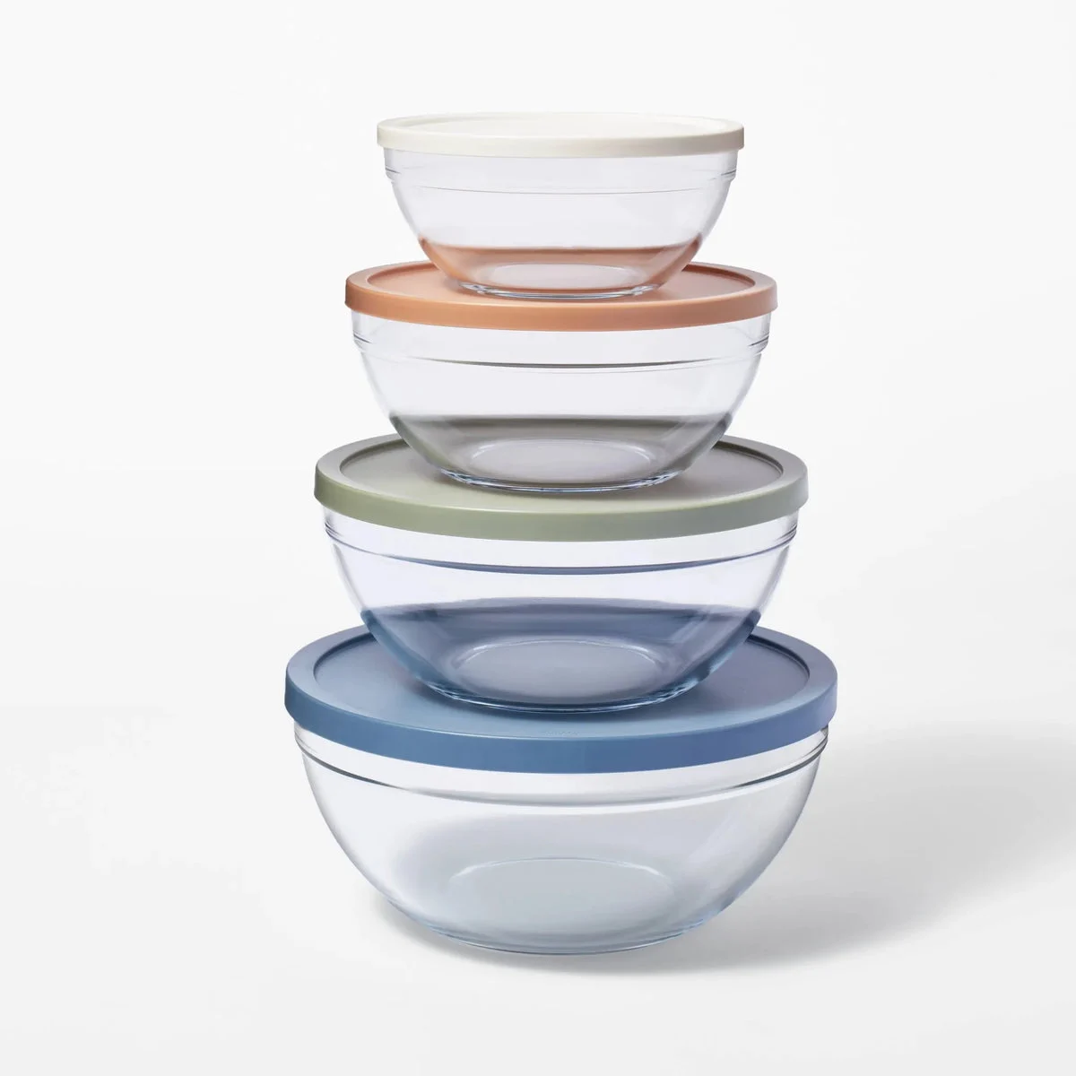 Figmint 8pc Glass Set of 4 Mixing Bowls with Lids Clear - ™: Microwave & Freezer Safe, Glass & Plastic