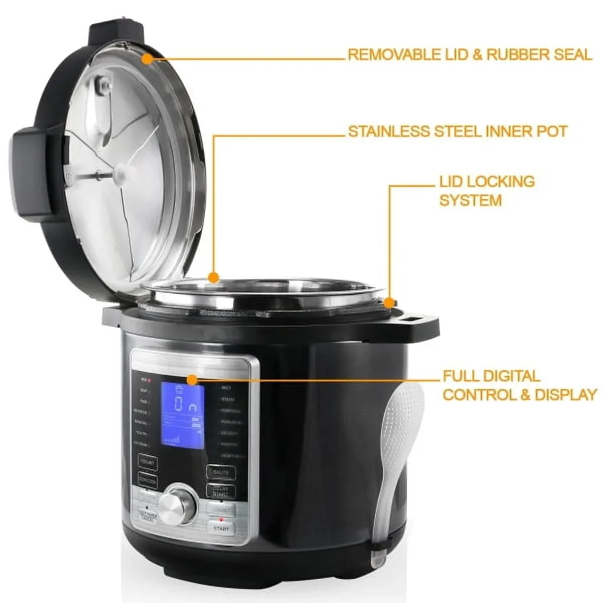 Megachef 6-Quart Stainless Steel Electric Digital Pressure Cooker