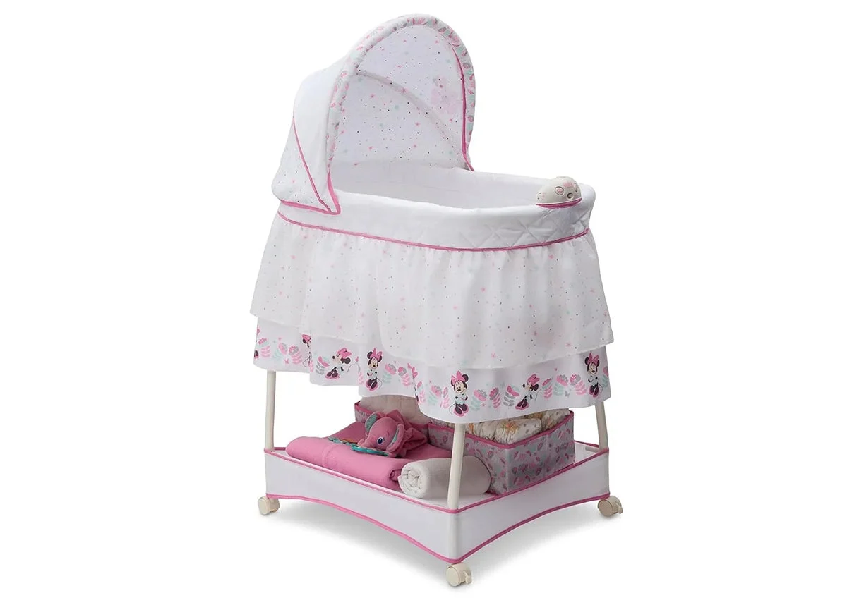 Delta Children Gliding Bedside Bassinet - Portable Crib with Lights - Minnie Mouse Boutique