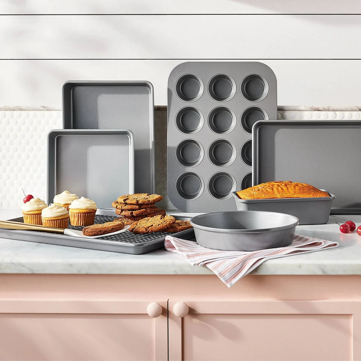 Figmint 8pc Nonstick Bakeware Set- Gray
