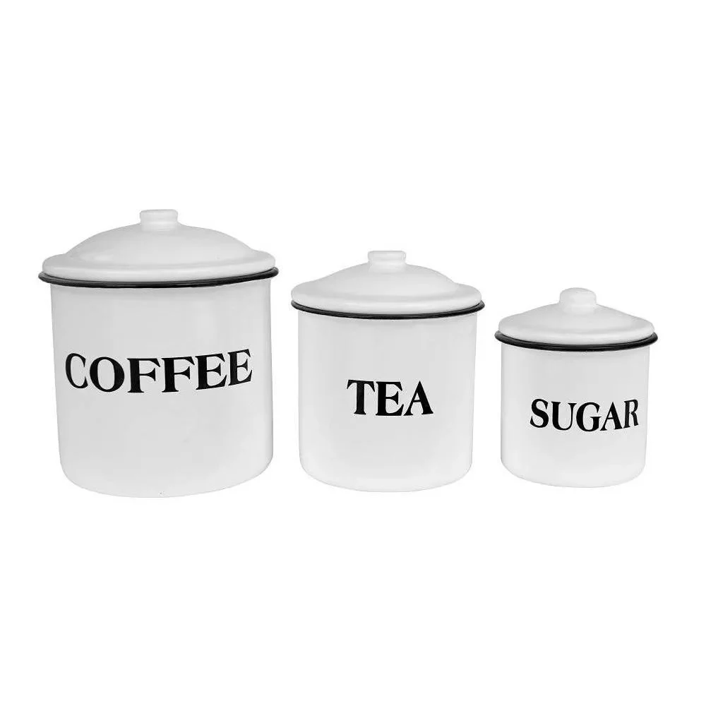 3R Studios Storied Home Set of 3 'Coffee Tea Sugar' Metal Containers with Lid