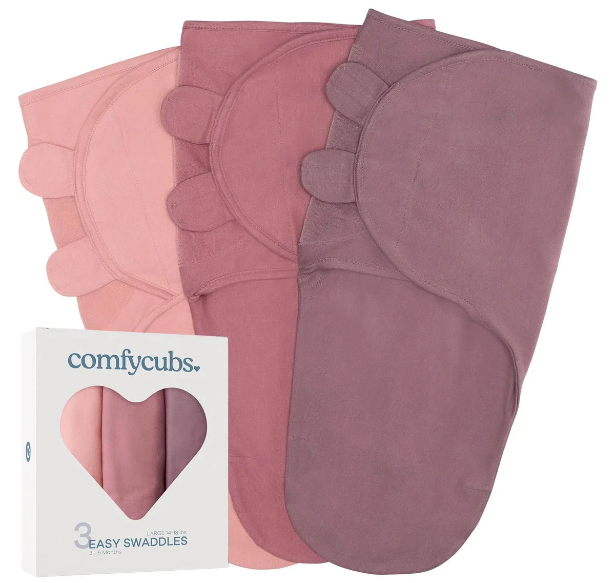 Comfy Cubs Swaddle Blankets Sleep Sack 3 Pack - Large 3-6 Months