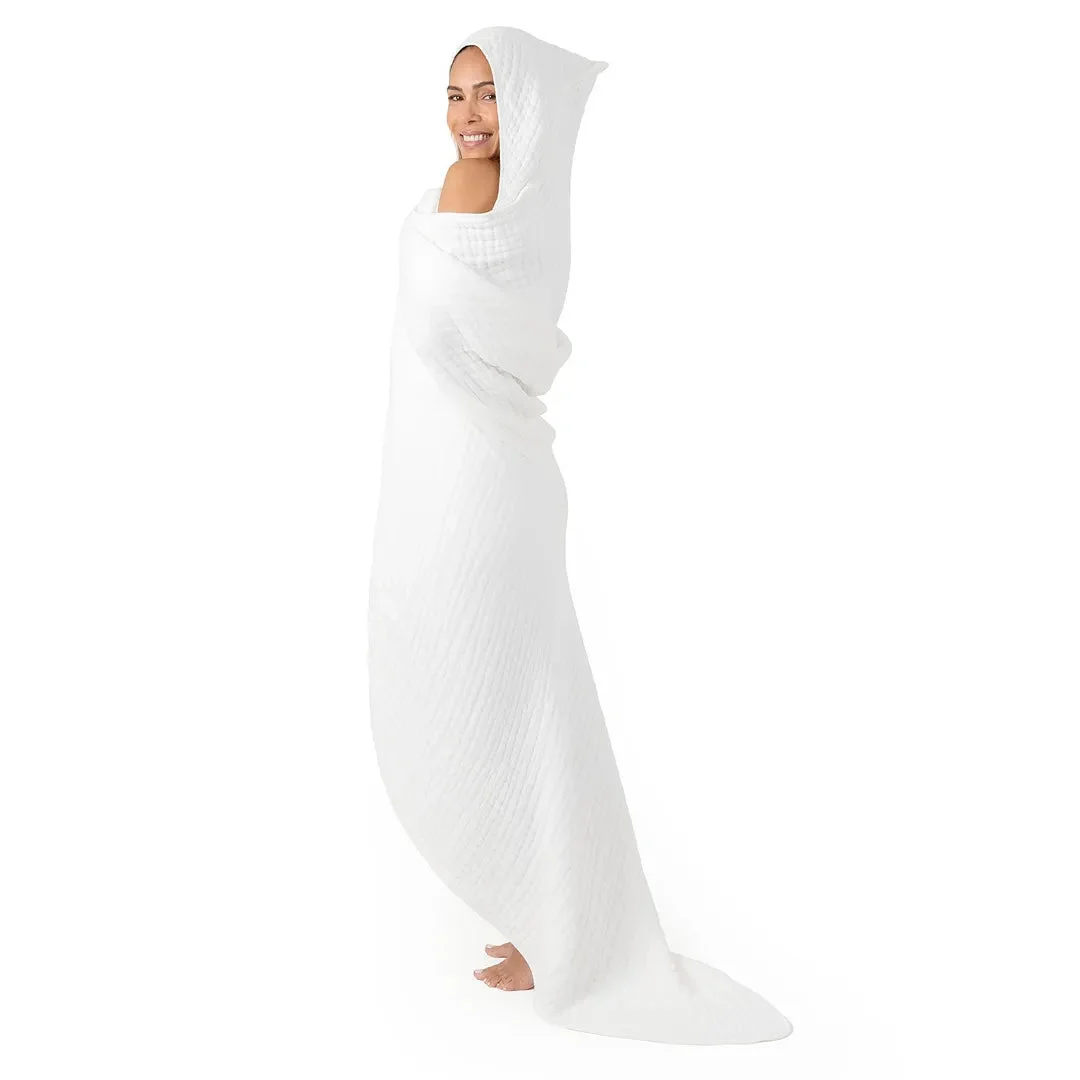 Comfy Cubs Muslin Adult Hooded Towel Large - White