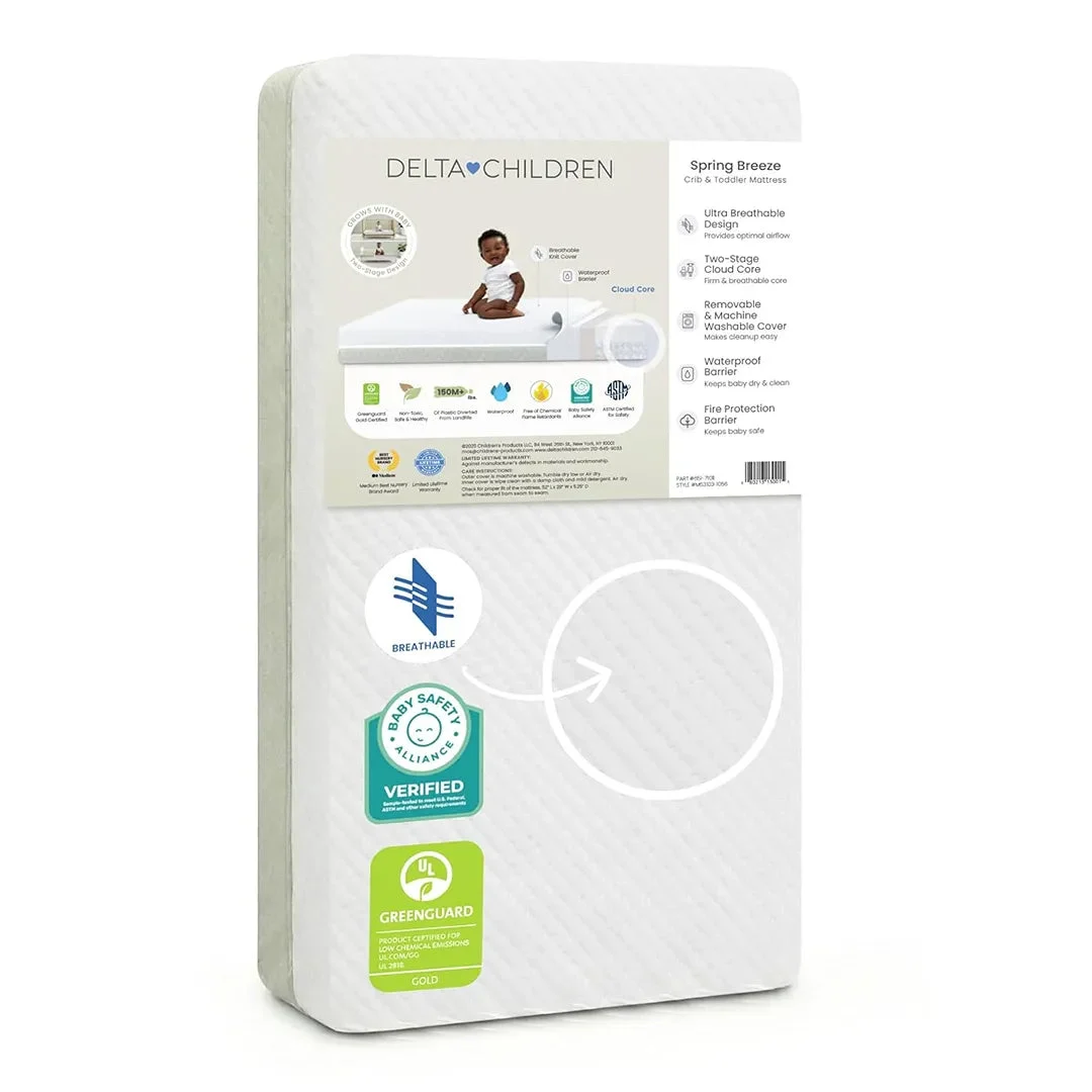 Delta Children Breathable Baby Crib & Toddler Mattress - Waterproof
