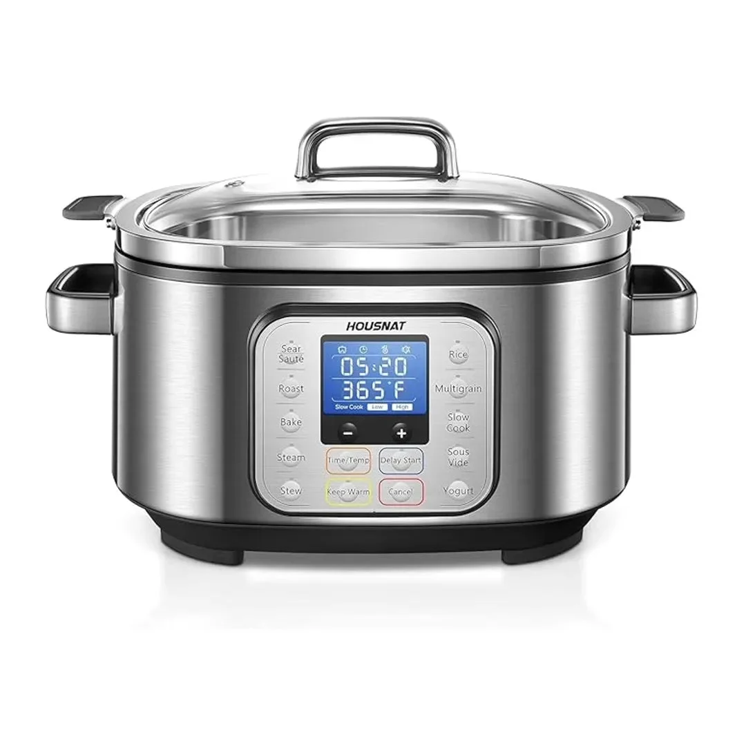 HOUSNAT Slow Cooker, 10-in-1 Programmable Pressure Cooker, 304 Stainless Steel Rice Cooker