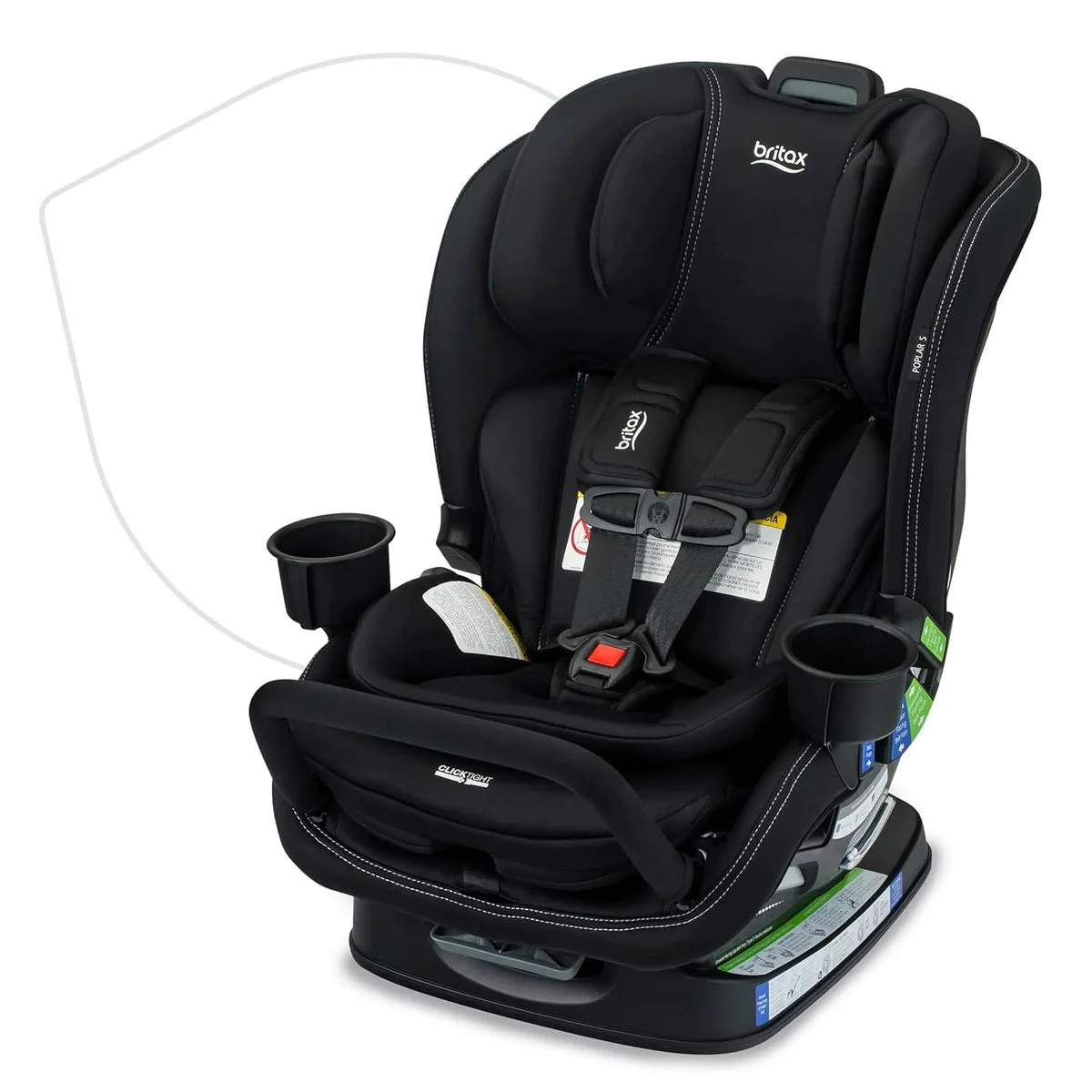 Britax Poplar S Convertible Car Seat, 2-in-1 Car Seat with Slim 17-Inch Design, ClickTight Technology - Onyx