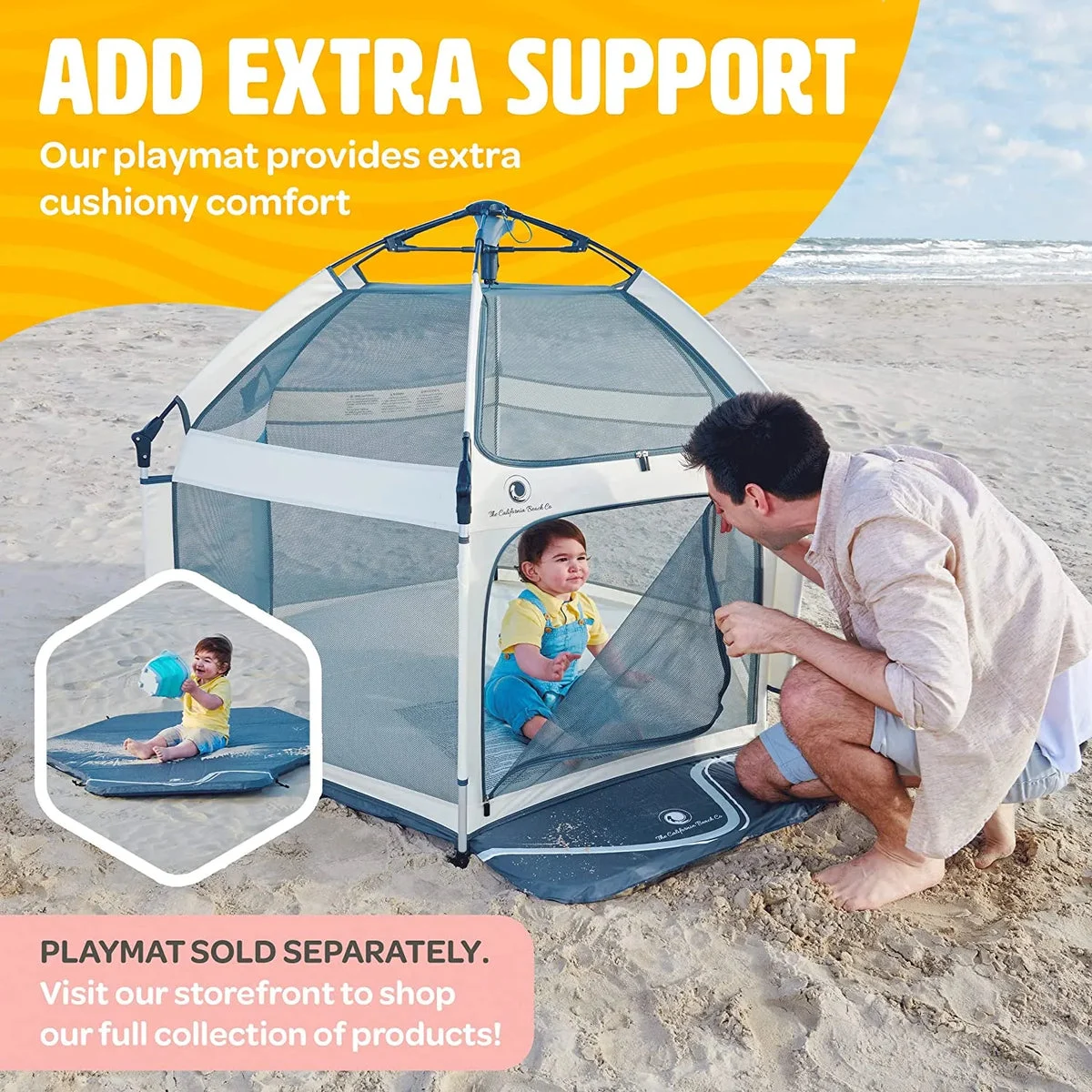 The California Beach Co Pop 'N Go Baby Playpen - Indoor & Outdoor Playpen for Babies and Toddlers