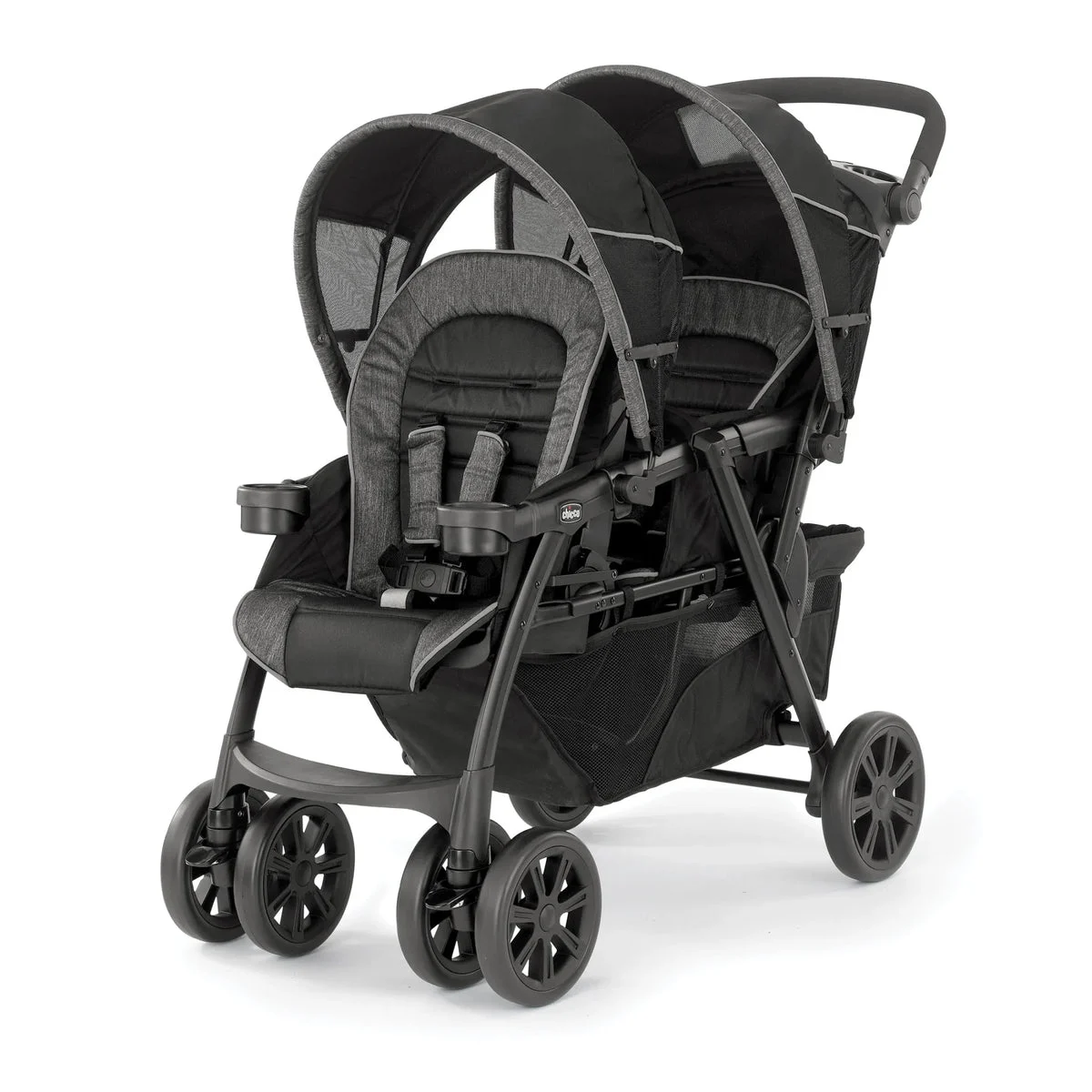 Chicco Cortina Together Double Stroller for Infants and Toddlers - Minerale (Black/Silver)