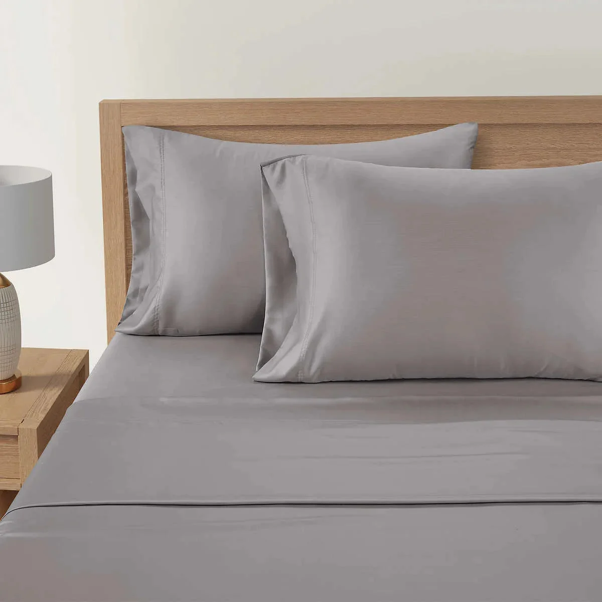 Pure Earth 300 Thread Count Queen Gray Solid 4 Piece Sheet Set