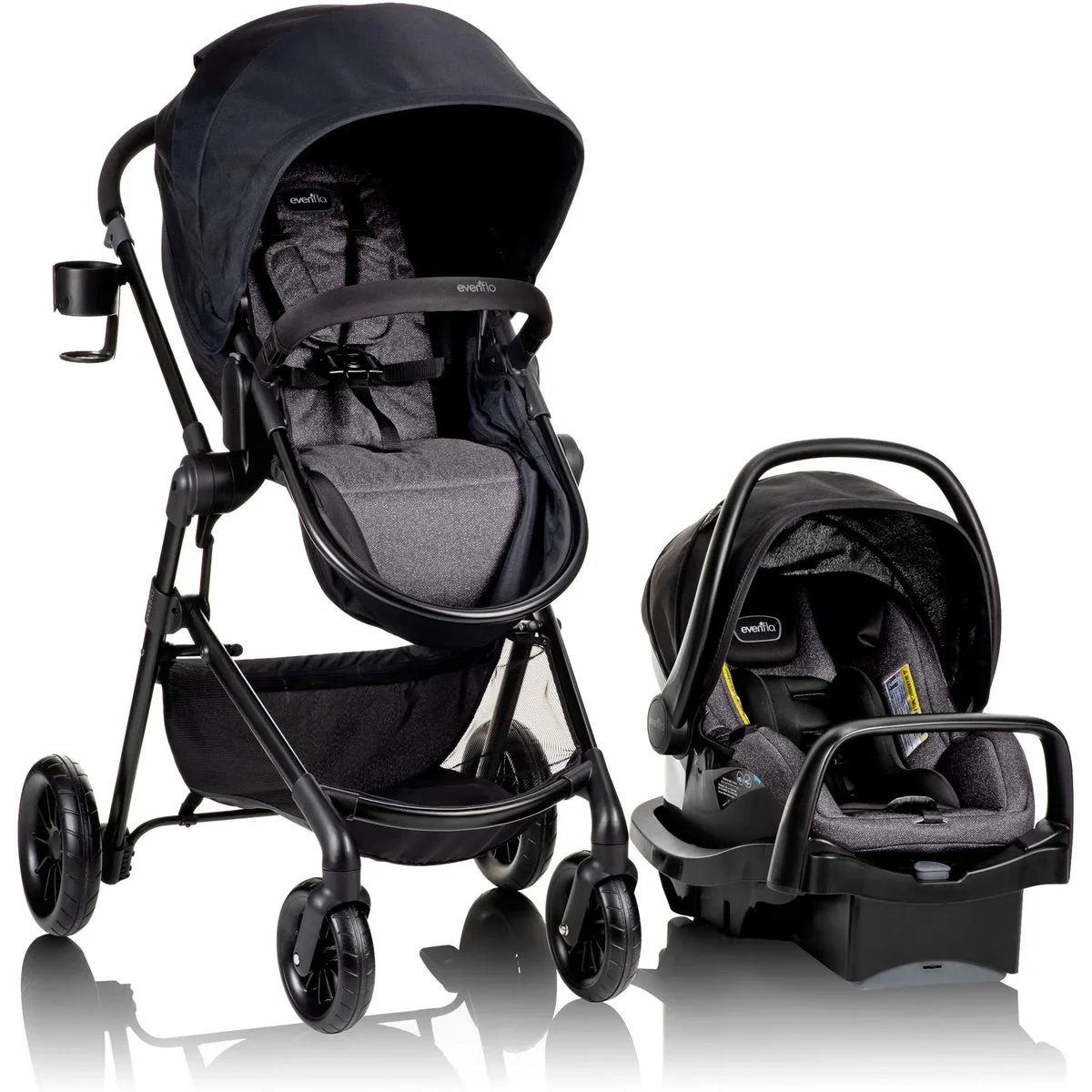 Evenflo Pivot Modular Travel System with LiteMax Infant Car Seat with Anti-Rebound Bar - Casual Gray