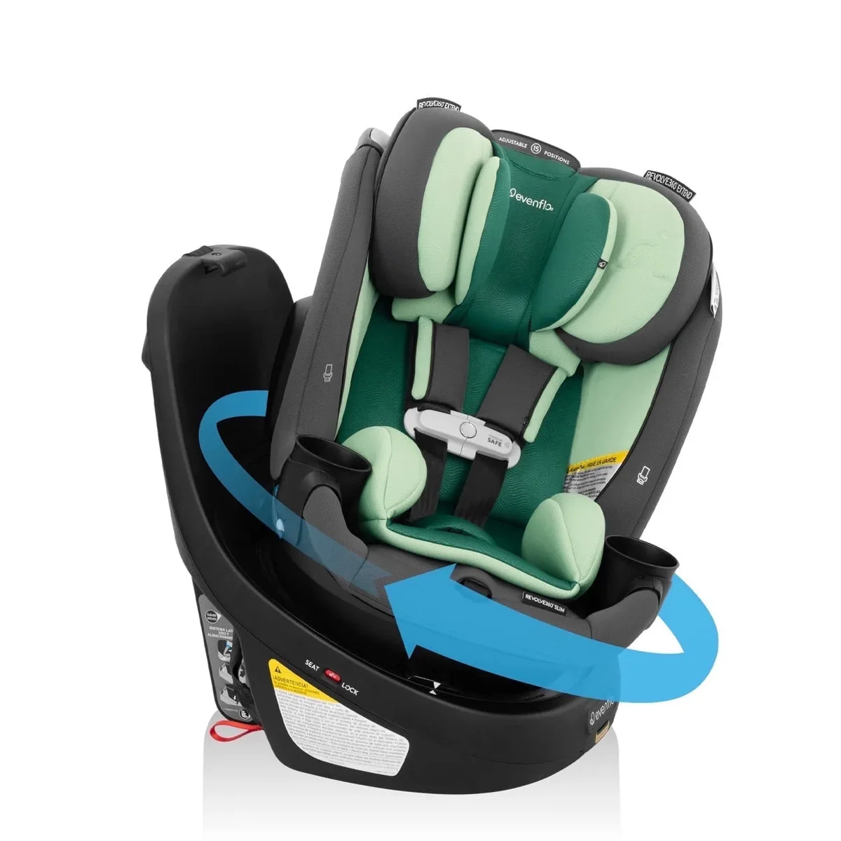 Evenflo Revolve360 Slim 2-in-1 Rotational Car Seat with SensorSafe - Peridot Green