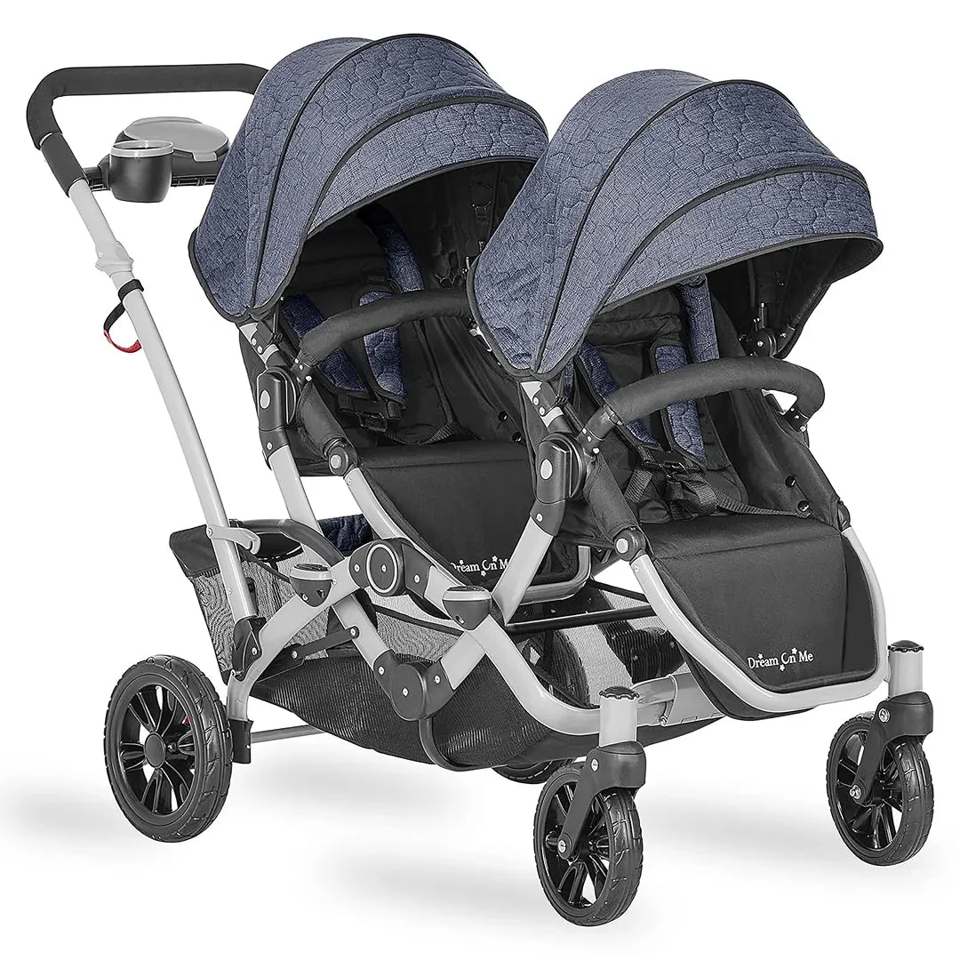 Dream On Me Track Tandem Double Umbrella Stroller - Slate