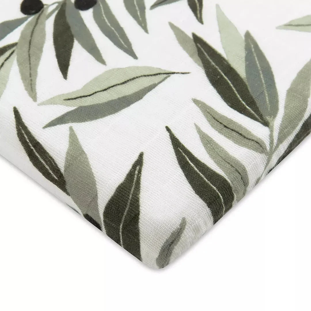 Babyletto Muslin All-Stages Bassinet Sheet - Olive Branches
