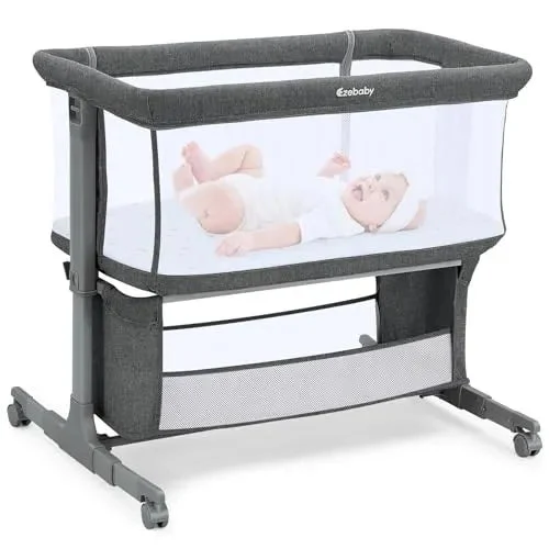 Ezebaby Bedside Baby Bassinet with Adjustable Height and Mobility