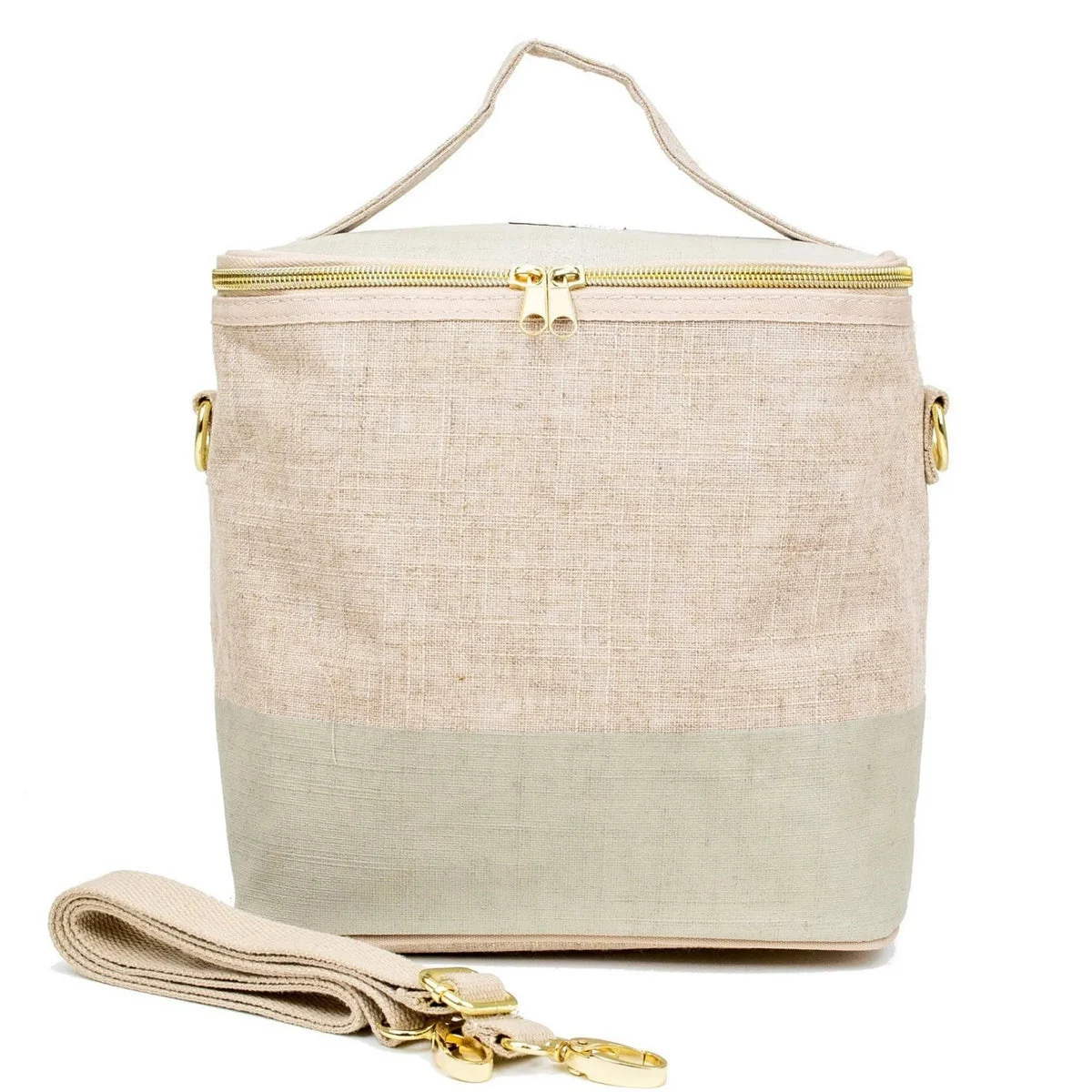 So Young Linen Lunch Poche - Cement Colour Block