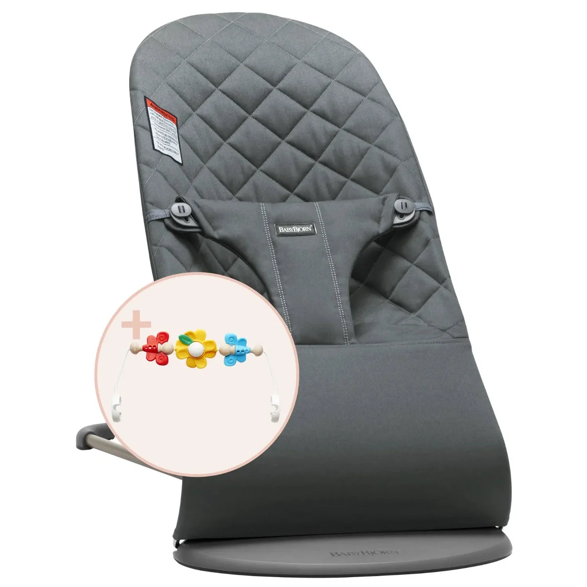 BabyBjörn Bouncer Bliss, Anthracite Cotton Flying Friends Bundle