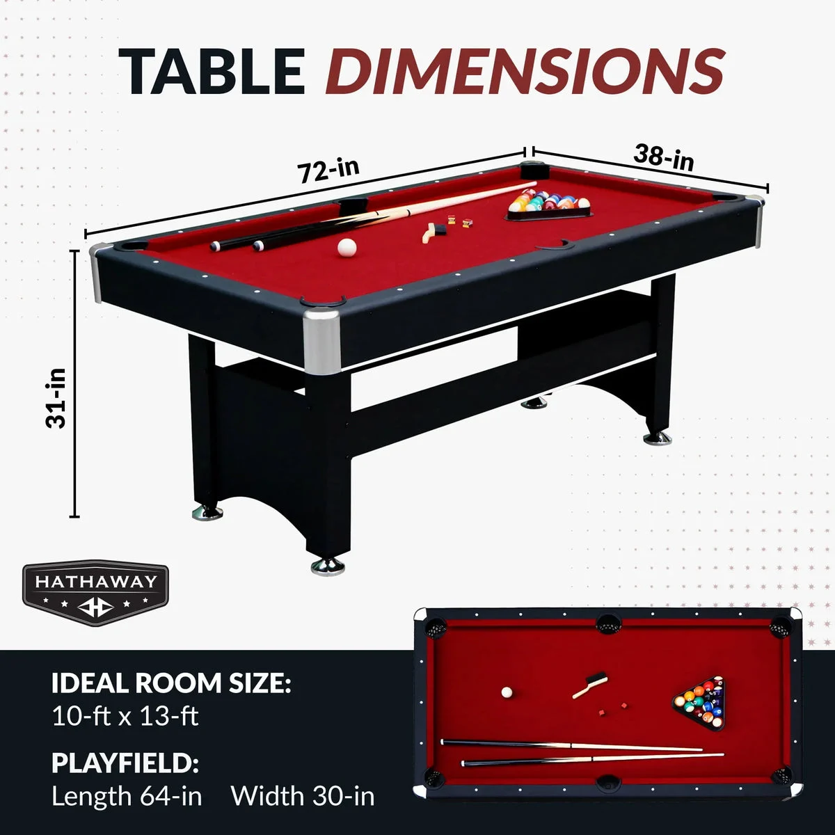 Hathaway 6-ft Pool and Table Tennis Multigame Table - Black