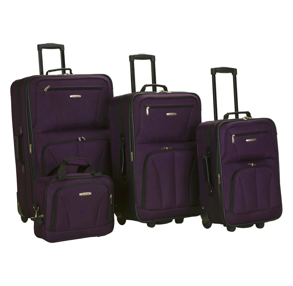 Rockland 4pc Softside Checked Luggage Set - Purple
