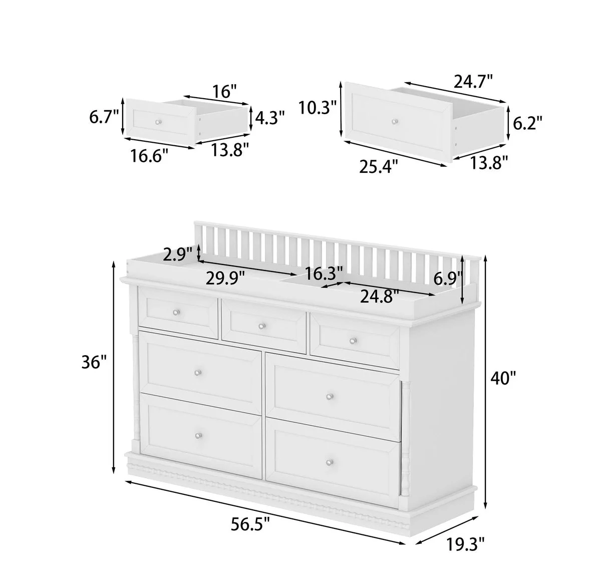 Famapy Convertible Baby Changing Table Dresser - White