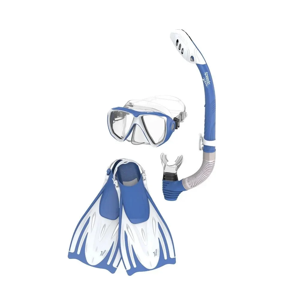 Speedo Adult Snorkel Mask and Fin Set - Blue/White