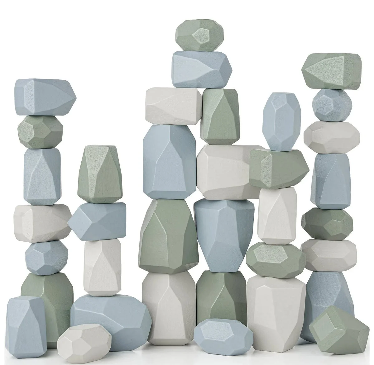 Comfy Cubs Toddler Wooden Stacking Rocks Set - 36 Pieces