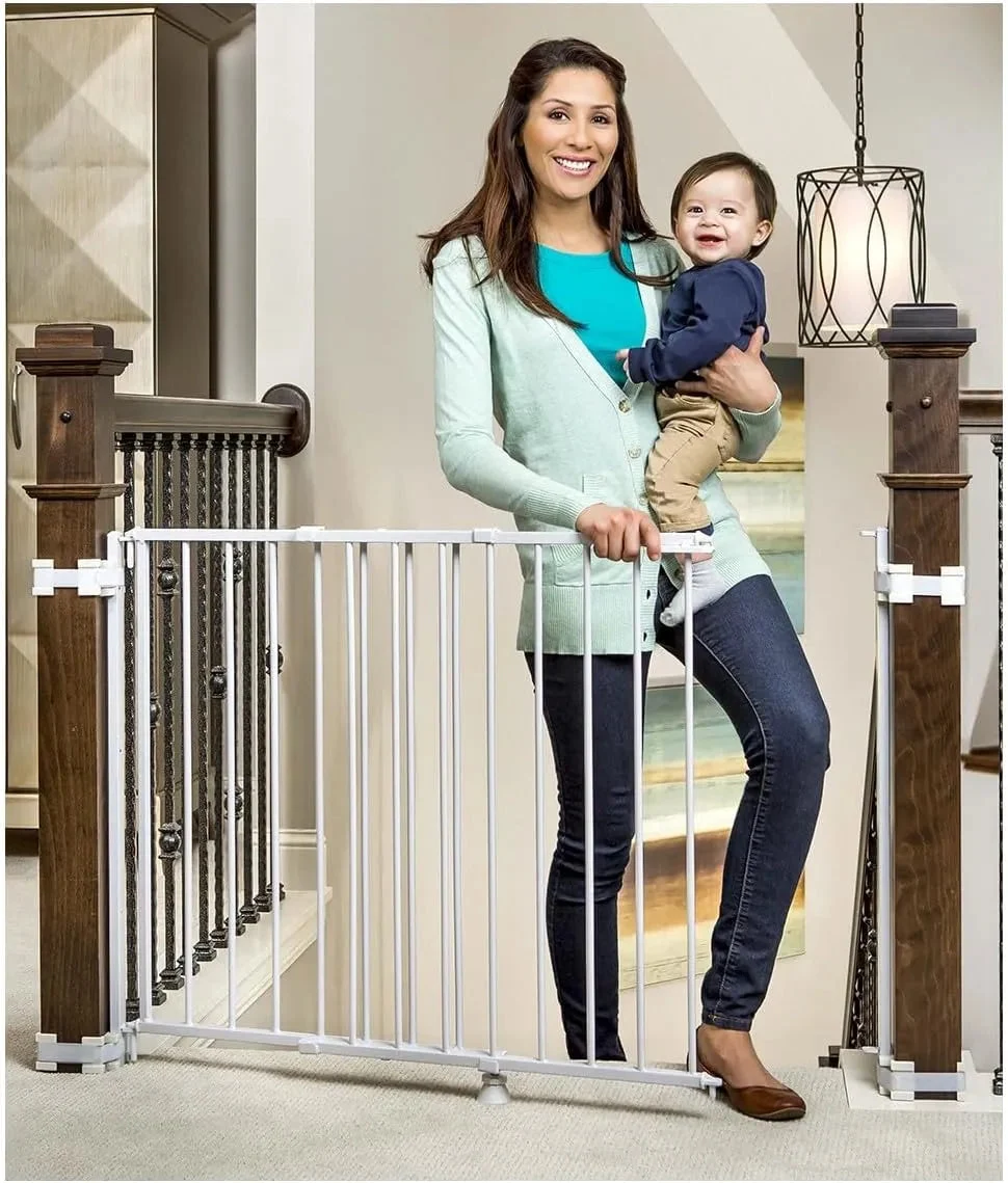 Regalo Safety top of Stairway & Bottom Extra Wide Baby Gate - White