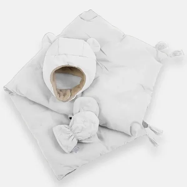 7AM Enfant Mitten, Hat and Blanket Cub Set - Whisper White