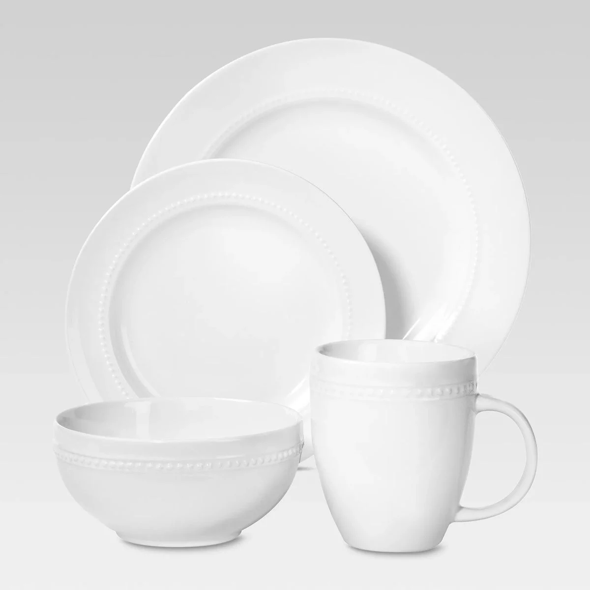 Threshold 16pc Porcelain Beaded Rim Dinnerware Set White - Threshold™