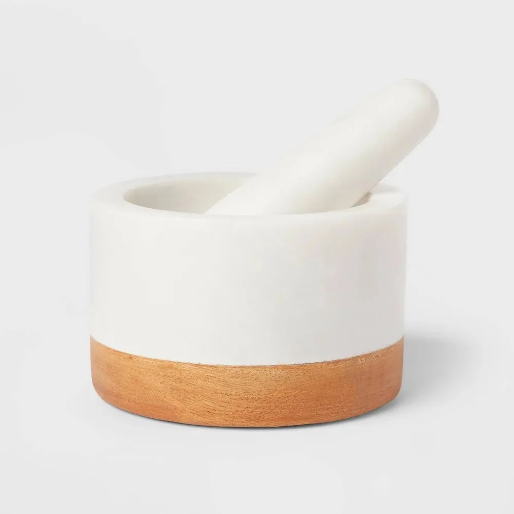 Unbranded/Generic Marble And Wood Mortar And Pestle