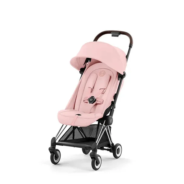 Cybex COYA Stroller - Chrome Frame + Peach Pink Seat