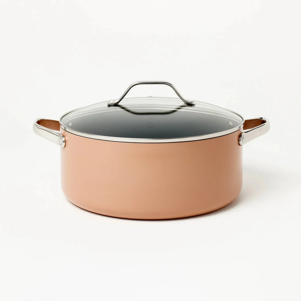 Figmint 8qt Nonstick Ceramic Coated Aluminum Wide Stock Pot Terracotta Orange - ™: Induction Safe, Dishwasher-Safe