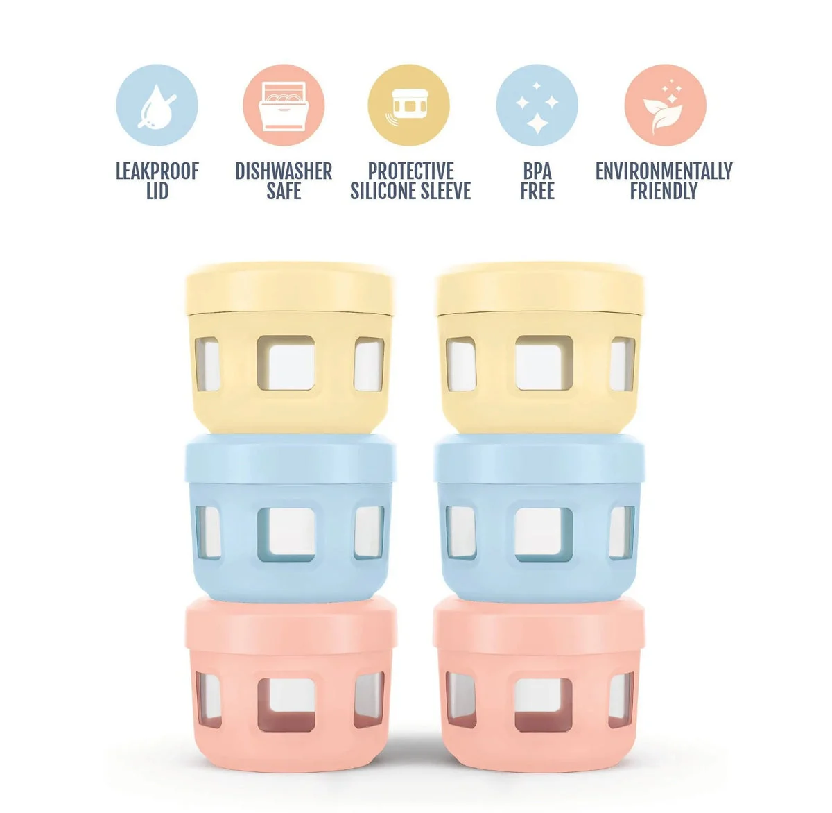Ello 12pc Glass Condiment Food Storage Containers - Multicolor Pastels