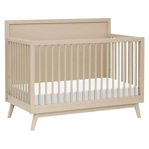 Babyletto Palma Mid-Century 4-in-1 Convertible Crib w/Toddler Bed Conversion - Taupe