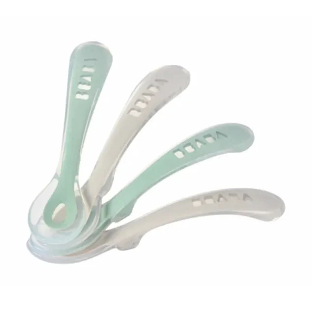 Beaba Silicone Baby Spoons - Set of 4 - Soft and Ergonomic