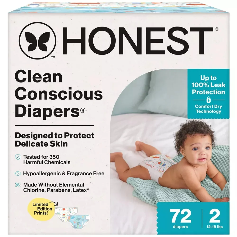 The Honest Company 72ct Clean Conscious Diapers Size 2 - Ocean Bottoms + Chilly Cheeks