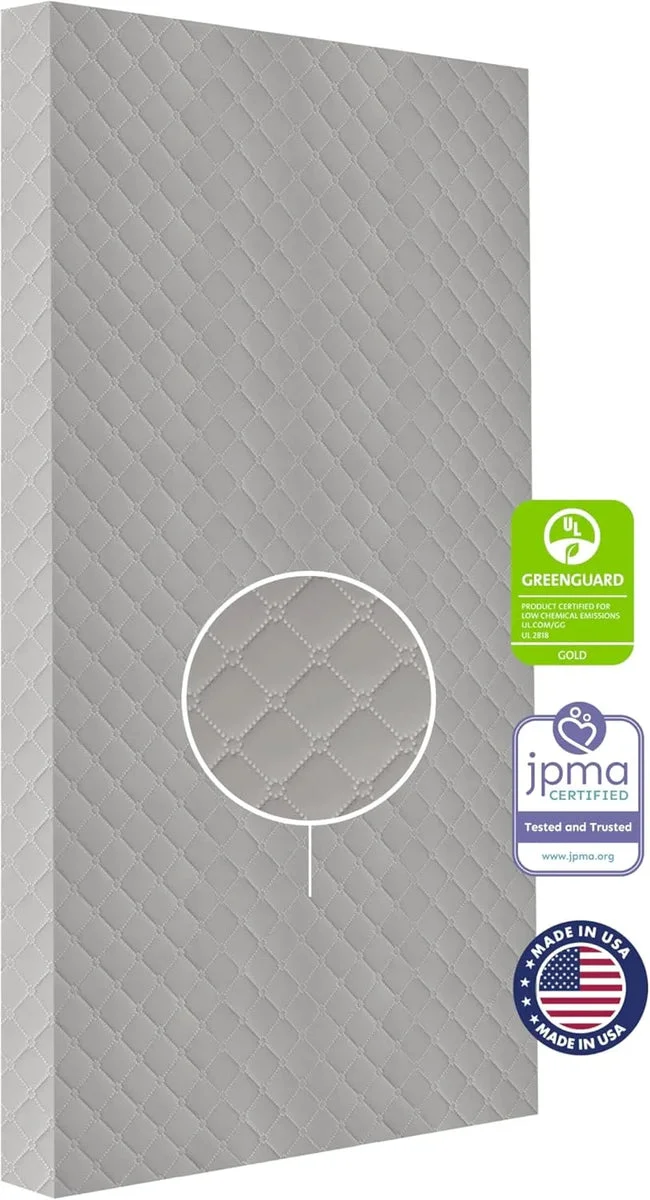 Dream On Me Asheville 4” Firm Fiber Crib And Toddler Mattress Grey