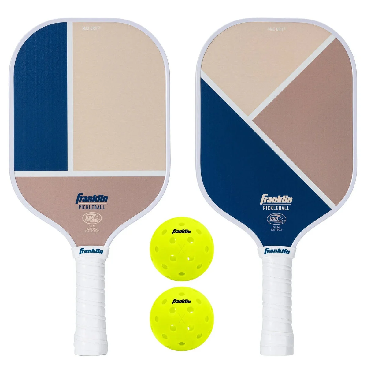 Franklin Sports Pickleball Paddle Set - Blue/Tan