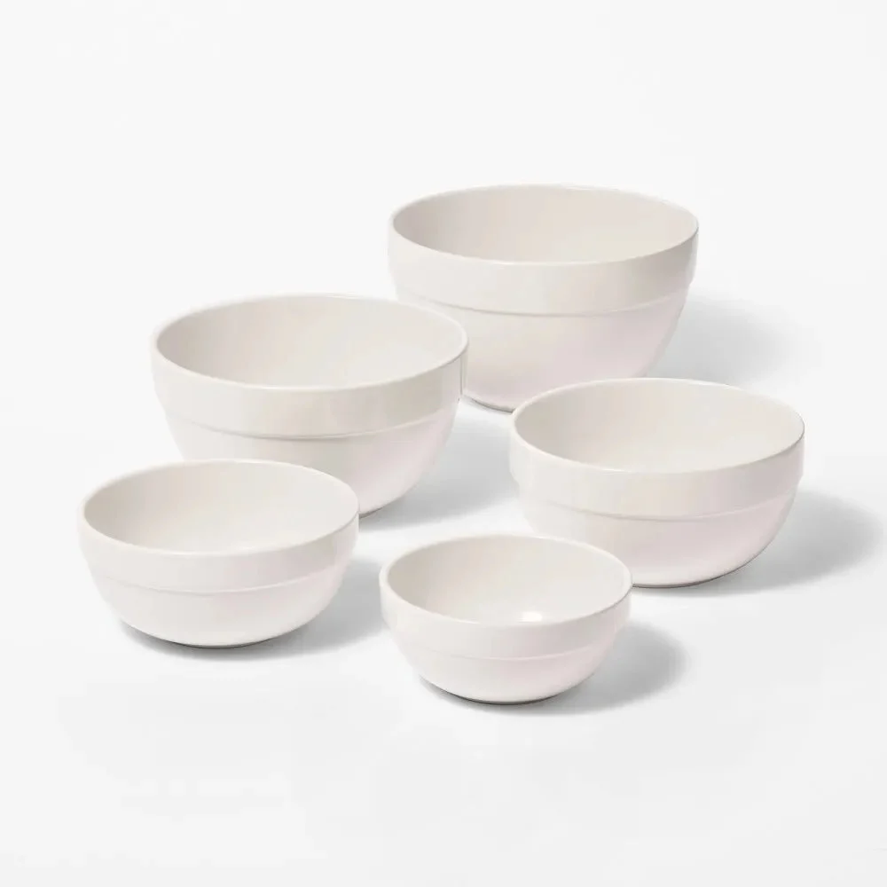 Figmint 5pc Earthenware Ceramic Mixing Bowl Set - Beige