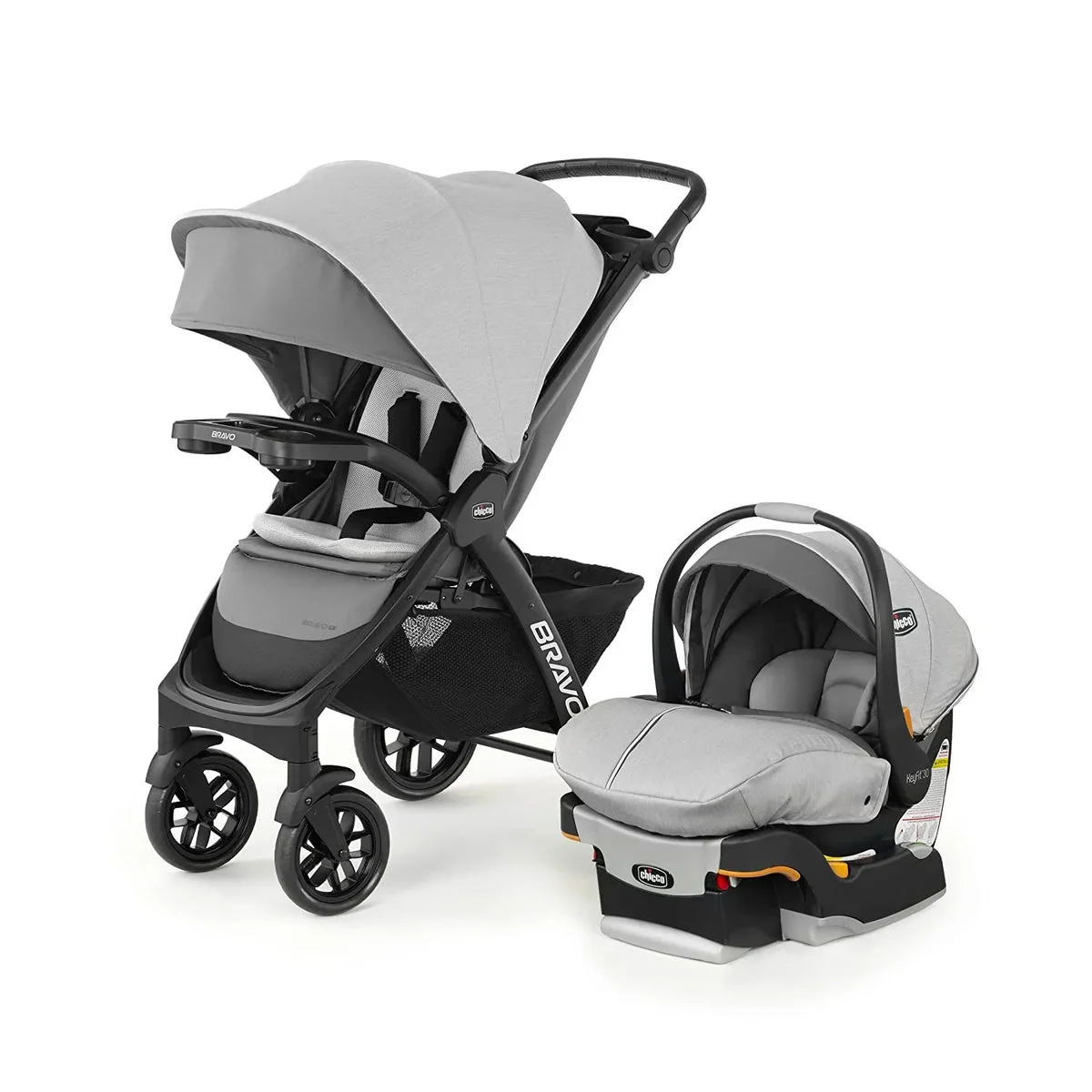 Chicco Bravo LE 3-in-1 Quick-Fold Trio Travel System - Driftwood Grey