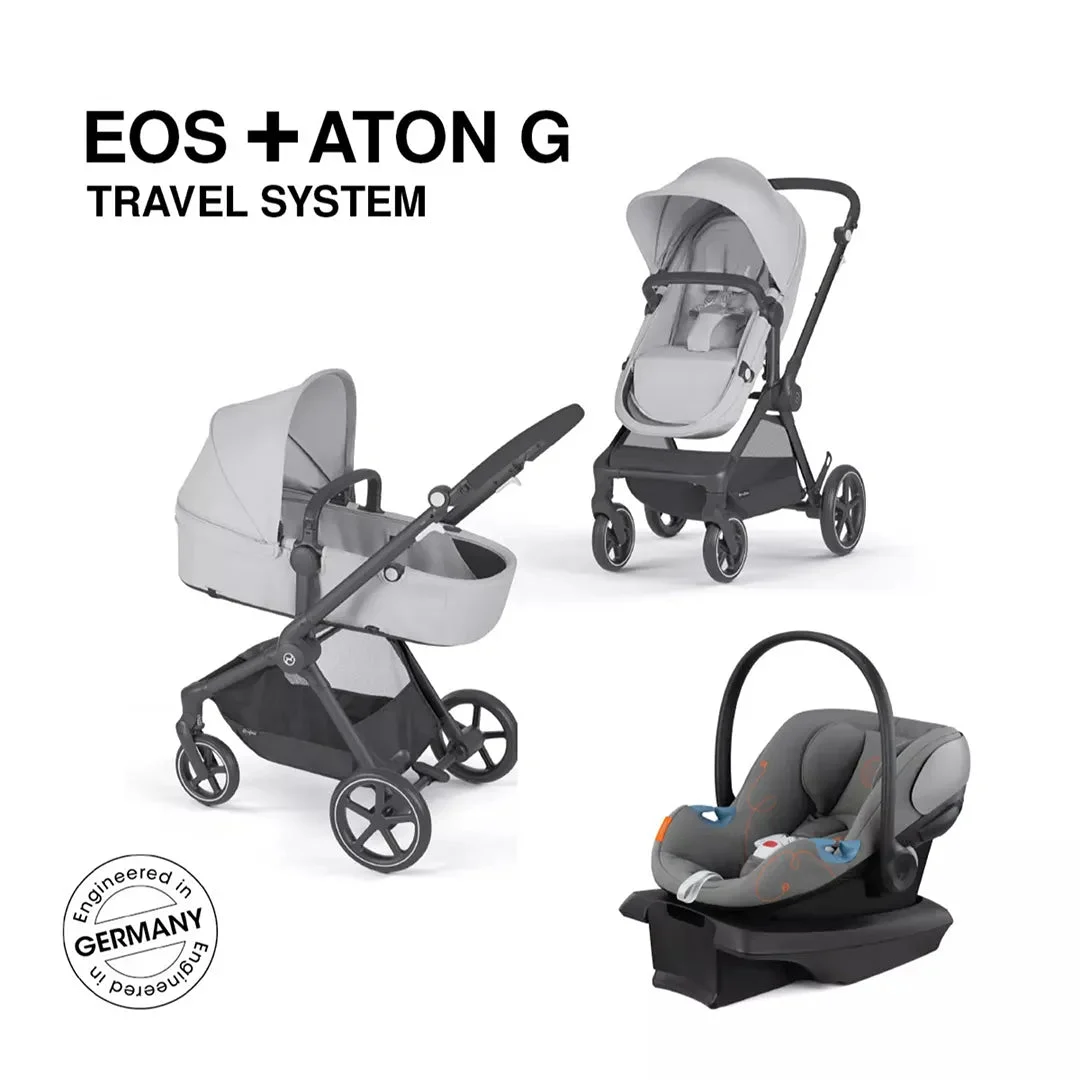 Cybex Eos 5-in-1 Travel System Stroller + Lightweight Aton G Infant Car Seat - Lava Grey
