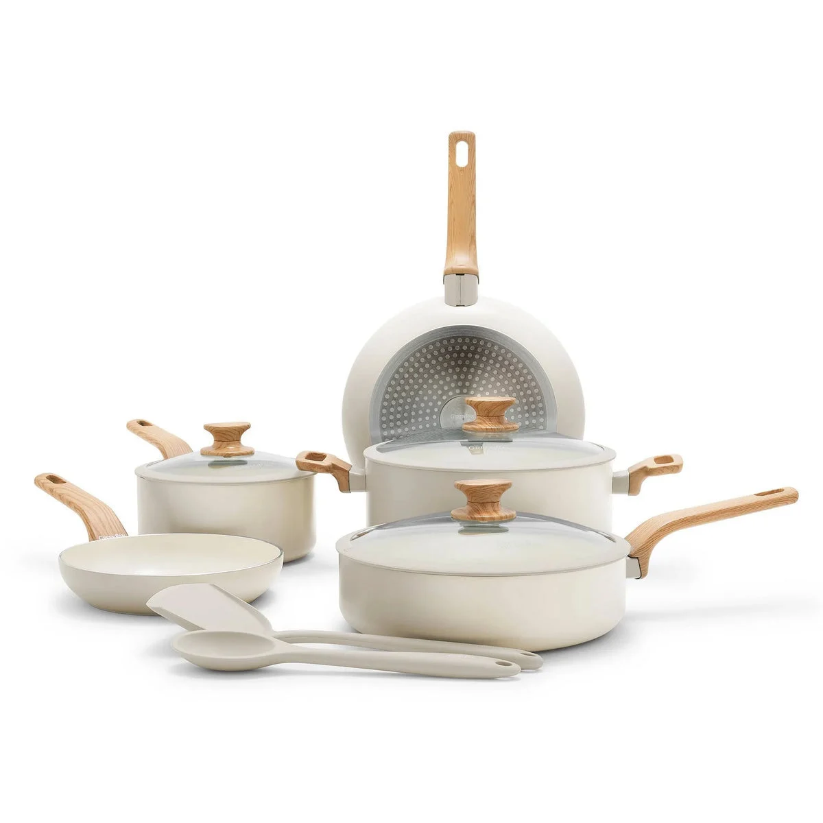 GreenPan Essence 10pc Healthy Ceramic Nonstick Cookware Set Cream