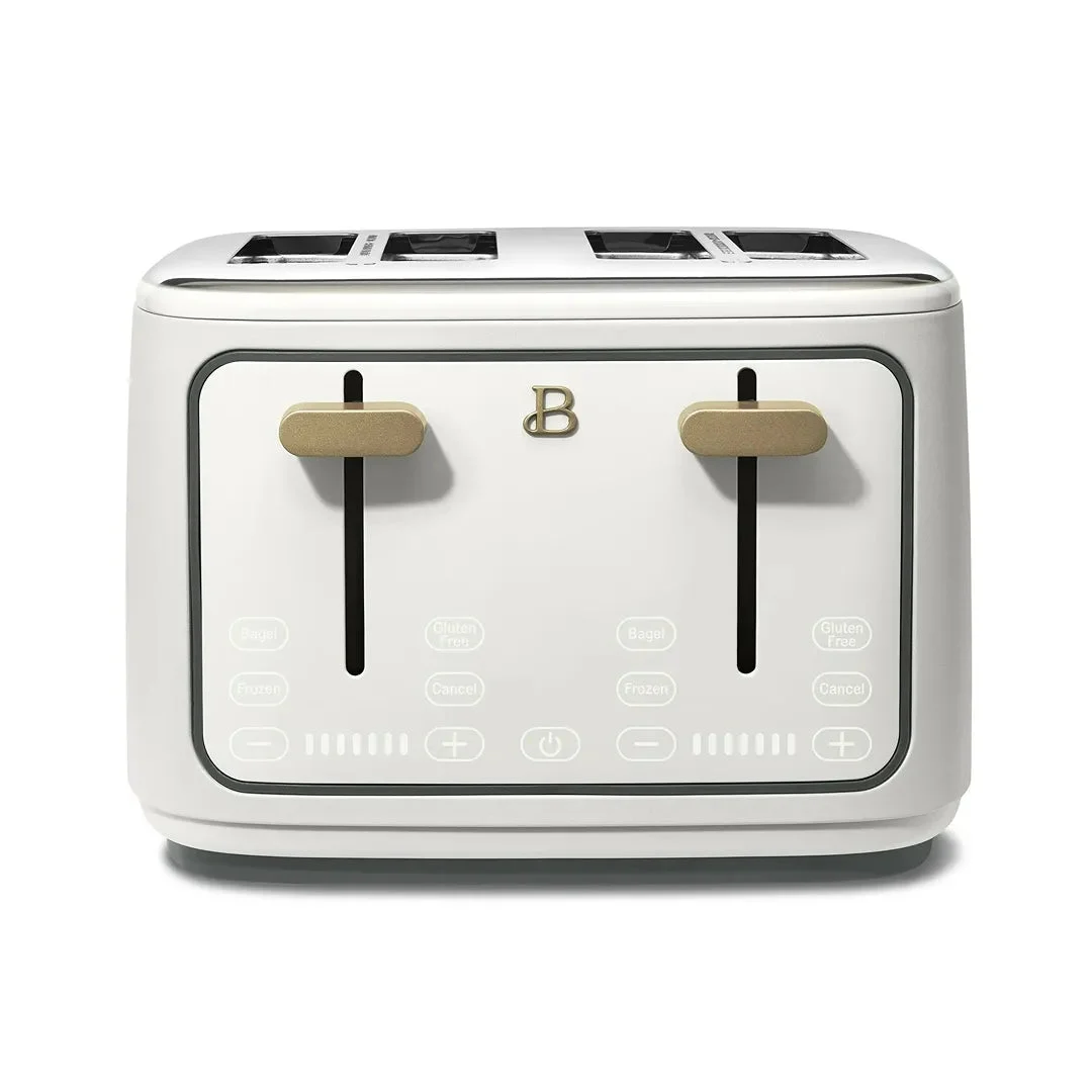 Beautiful by Drew Barrymore 4-Slice Toaster with Touch-Activated Display- White Icing