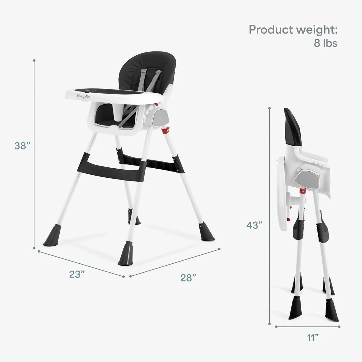 Dream On Me Portable 2-in-1 Table Talk High Chair - Black