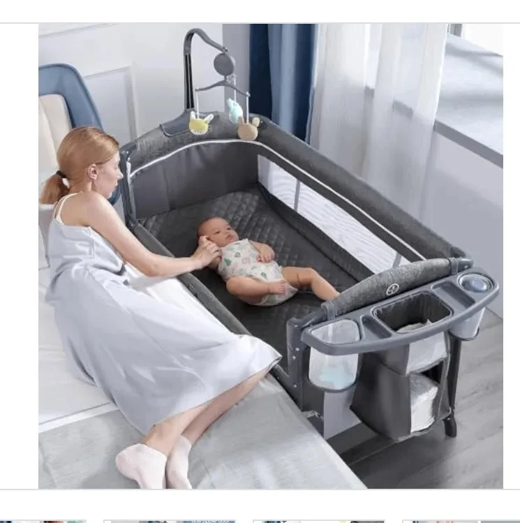 BabyBond Baby Bassinet Bedside Crib, Pack and Play with Sheet, Diaper Changing Table and Music Mobile from Newborn to Toddles, Portable Large Playard 1