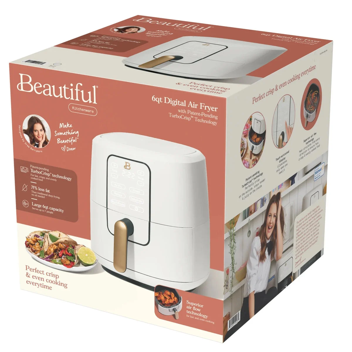 Beautiful 6 Qt Air Fryer with TurboCrisp Technology - White