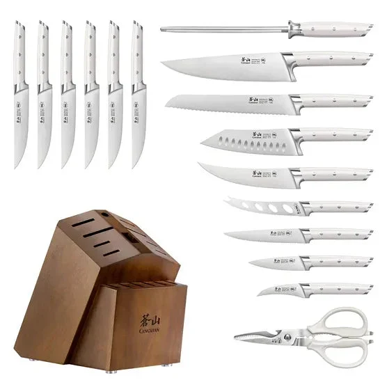 Cangshan Denali Series German Steel Forged 17-piece Knife Block Set - White