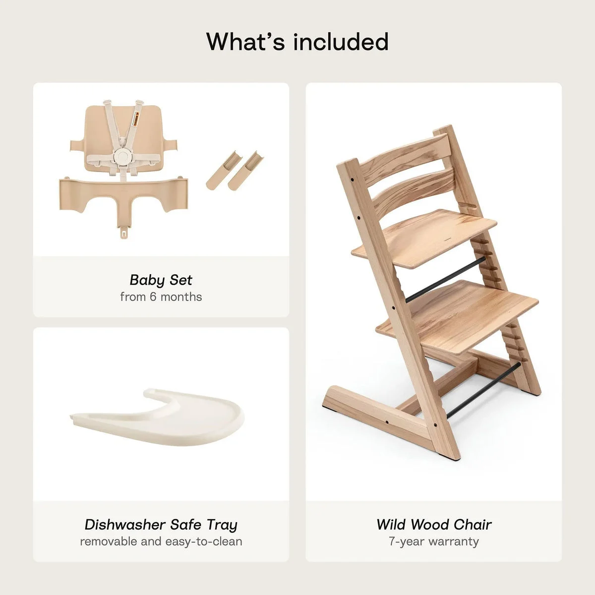 Stokke Tripp Trapp High Chair with Tray - Wild Wood Natural