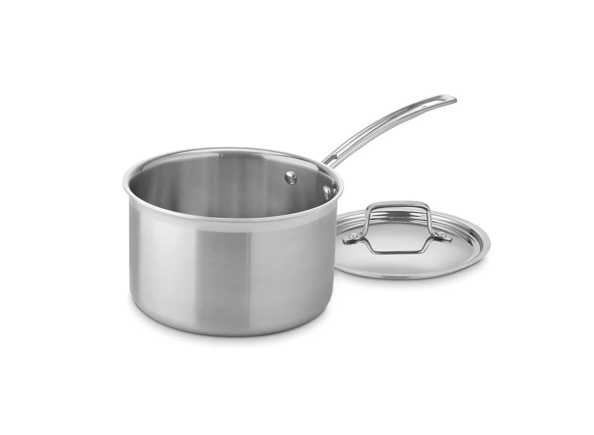 Cuisinart Classic MutliClad Pro 4qt Stainless Steel Tri-Ply Saucepan with Cover MCP194-20N - Silver: Dishwasher & Induction Safe