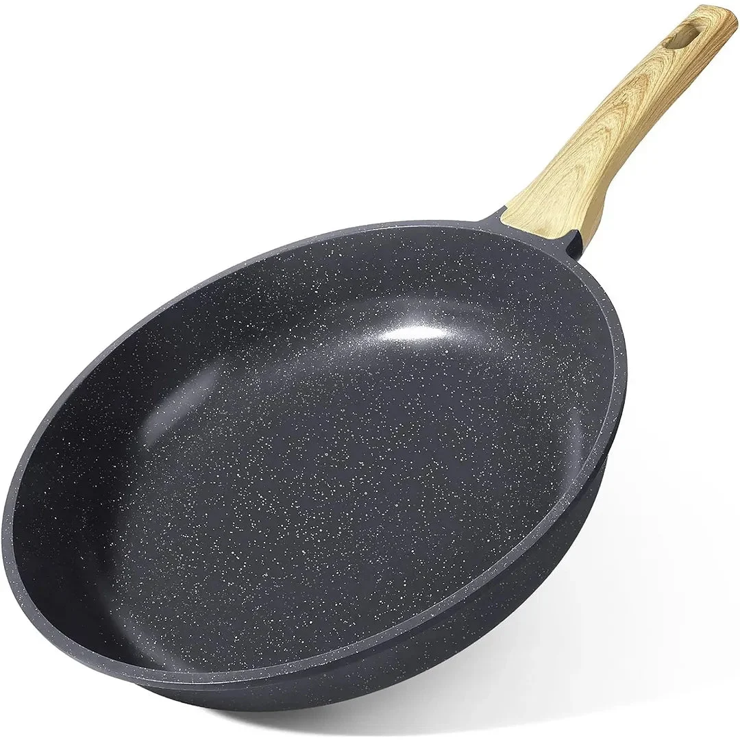 Mainstays Ceramic Non Stick Frying Pan 30cm Pan Induction & Dishwasher With Cool Handle (Grey 30cm)