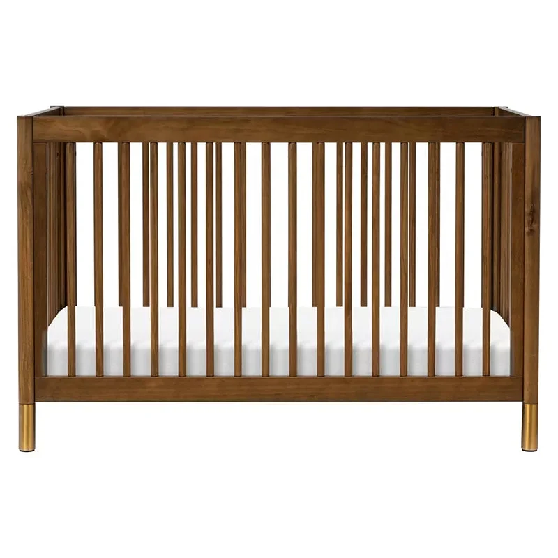 Babyletto Gelato 4-in-1 Convertible Crib with Toddler Rail - Natural Walnut/Gold Feet